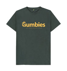 Gumbies Full Logo Dark Grey/Yellow - Unisex Organic Cotton T-Shirt