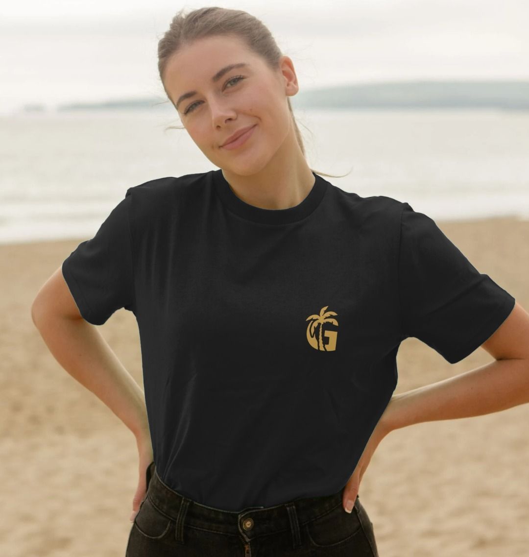 Gumbies G Chest Logo Black/Yellow - Unisex Organic Cotton T-Shirt