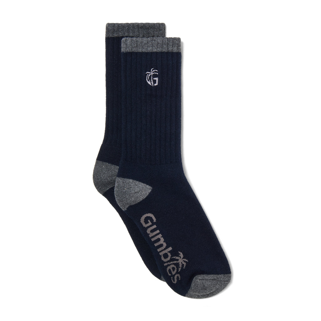 Cushioned Logo Socks - Navy & Grey