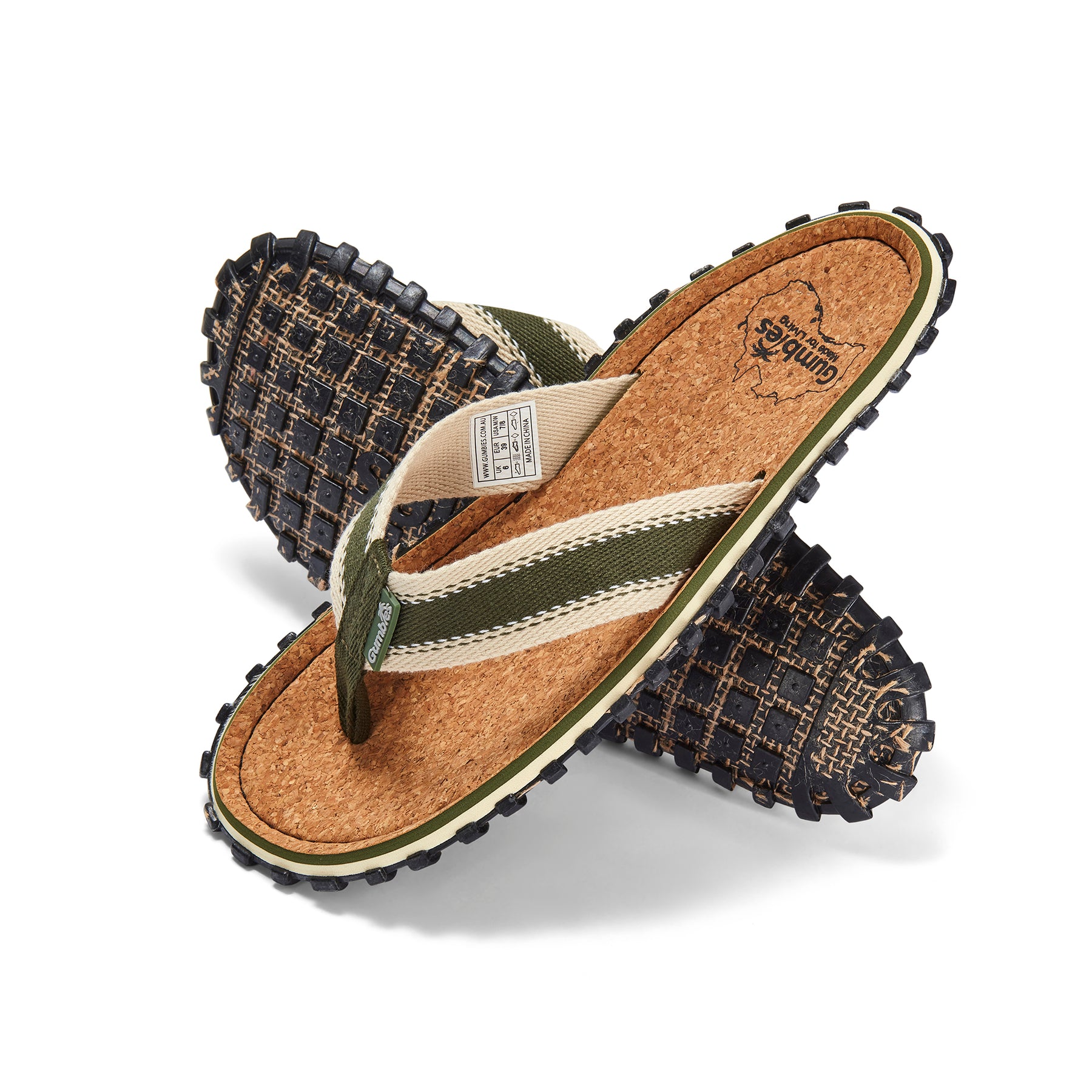 Corker Flip Flops Men s Khaki Gumbies