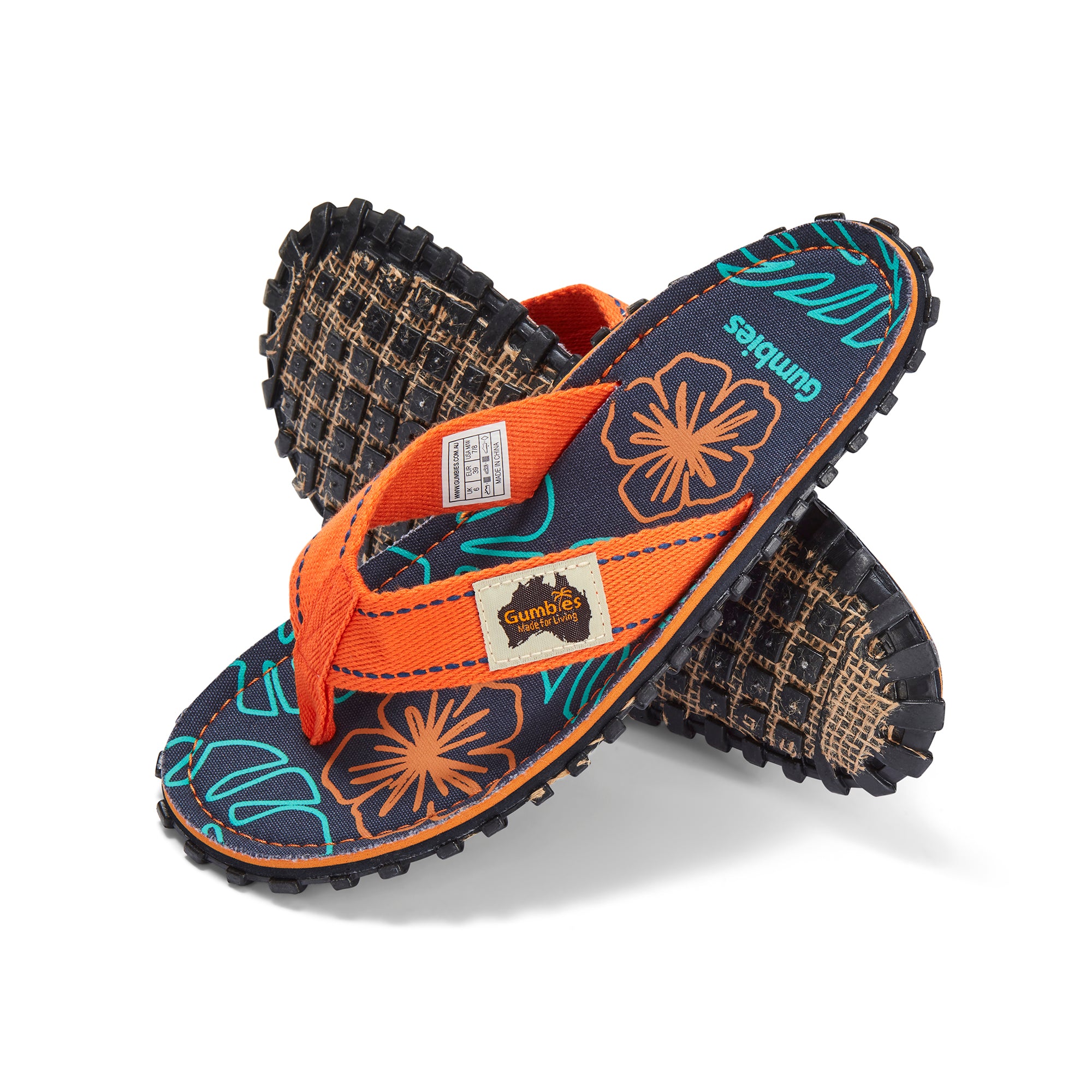 Islander Flip Flops Women s Orange Hibiscus Gumbies