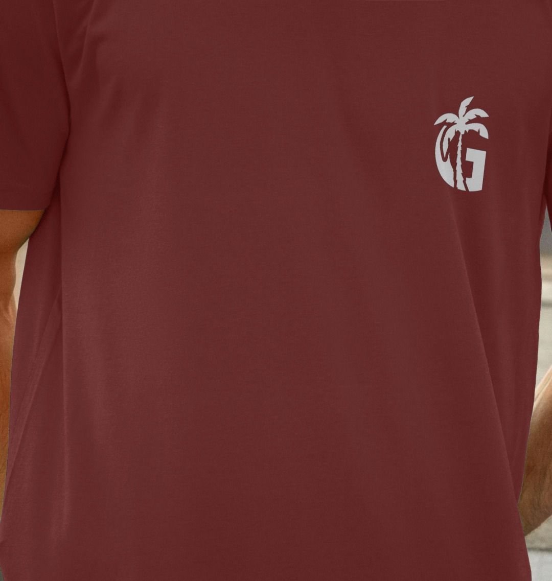 Gumbies G Chest Logo Red Wine/White - Unisex Organic Cotton T-Shirt