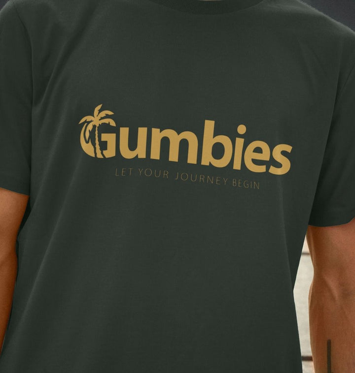 Gumbies Full Logo Dark Grey/Yellow - Unisex Organic Cotton T-Shirt