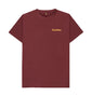 Gumbies Small Full Logo Red Wine/Yellow - Unisex Organic Cotton T-Shirt