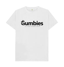 Gumbies Full Logo White/Black - Unisex Organic Cotton T-Shirt