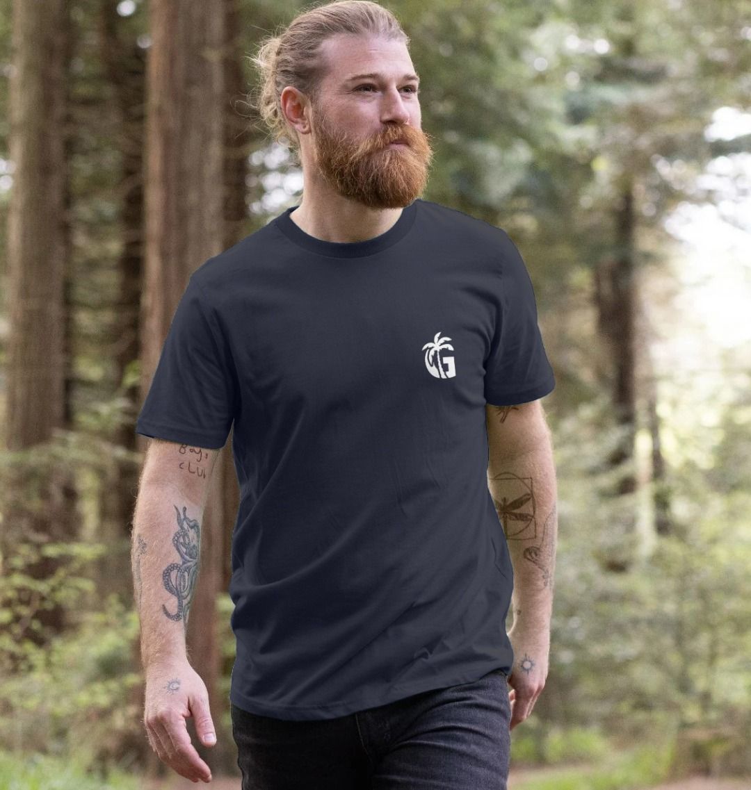 Gumbies G Chest Logo Navy/White - Unisex Organic Cotton T-Shirt