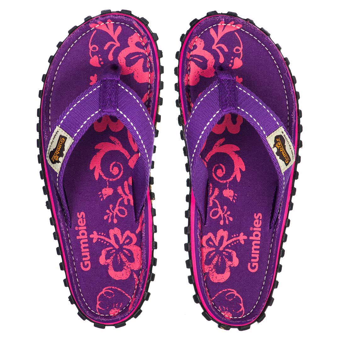 Islander Flip-Flops - Children's - Purple Hibiscus