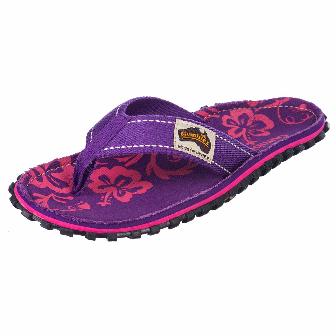 Islander Flip-Flops - Children's - Purple Hibiscus